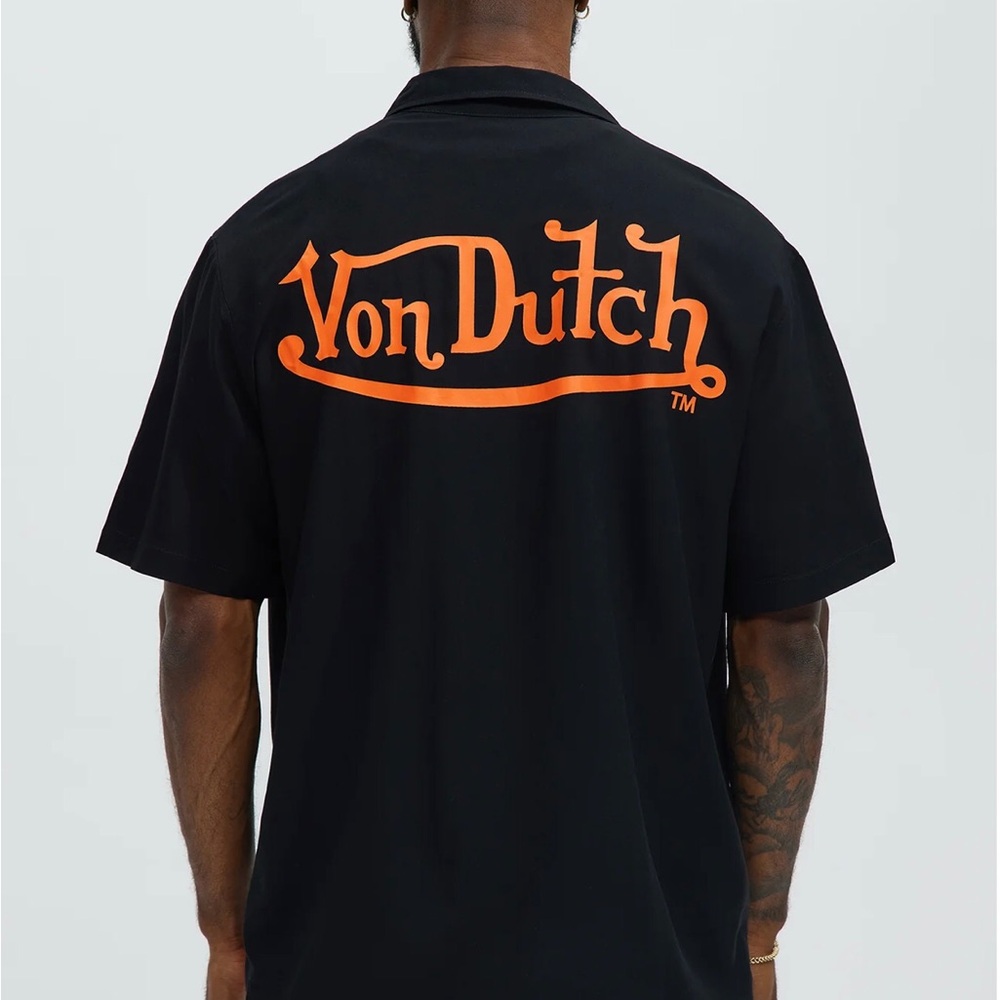 Von Dutch Black & Orange Button Up